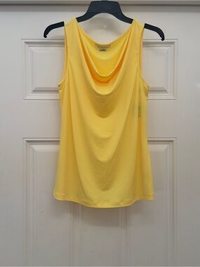 NWT Liz Claiborne Yellow Drape Neck Sleeveless Top Size M